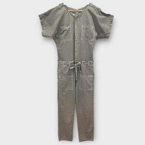 NSF Osana Jumpsuit Canvas Utilitarian Front Button Raw Edge‎ Waist Size Small